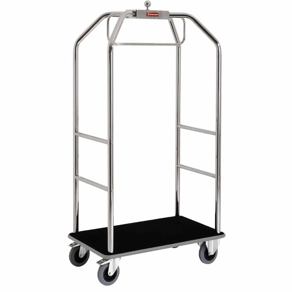 Wagen voor koffers & vestiaire "verchroomd", 2 wielen met remmen - Main Image